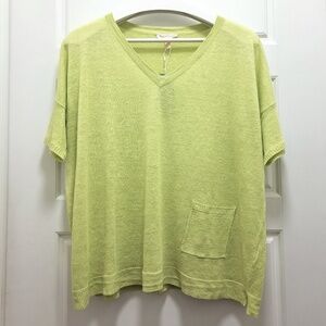 Eileen Fisher Boxy Linen V-Neck Knit Tee Size Large
